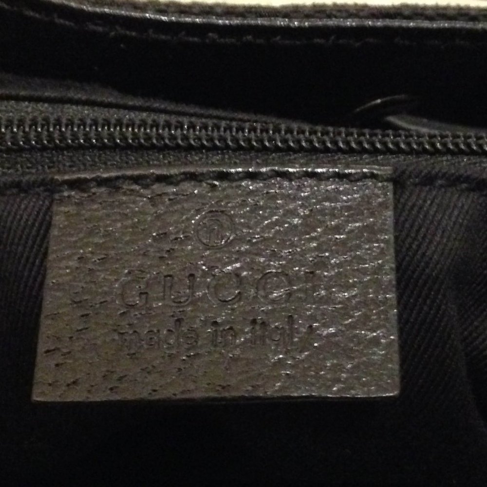 Auth New Never Used Gucci black GG LOGO canvas silver HW shoulder bucket bag - Picture 14 of 15